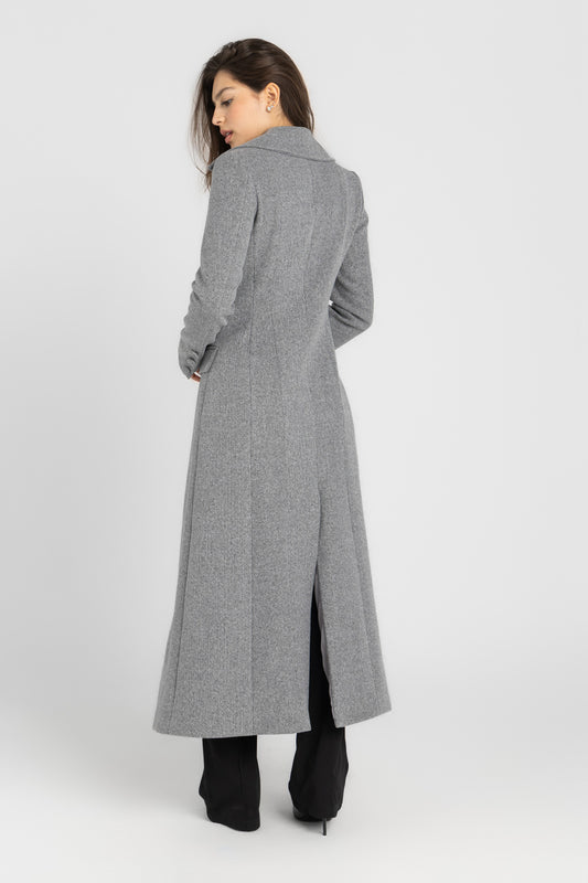 The Monarch Coat | Grey | Padded Longline Coat