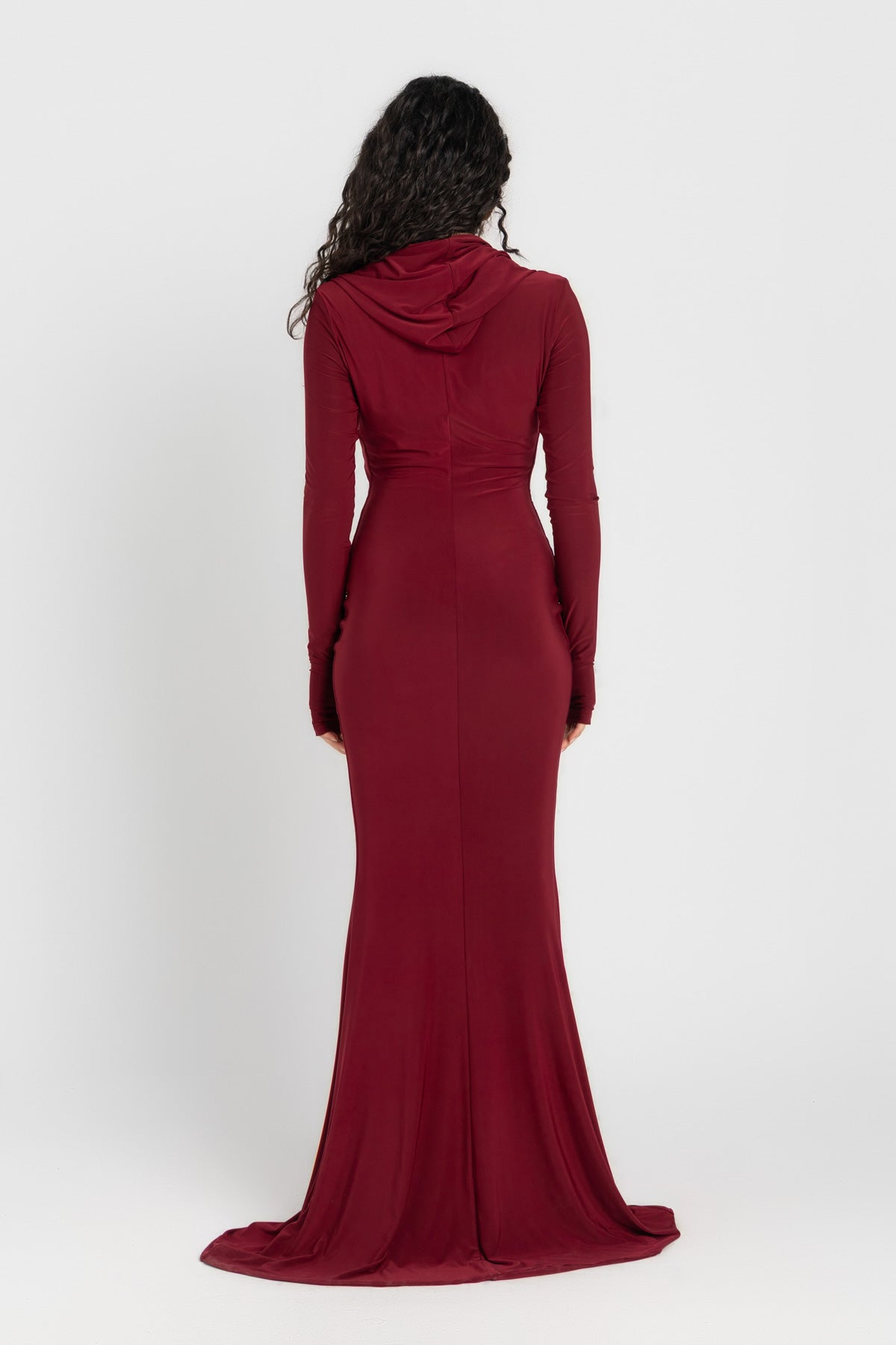 Bordeaux Hooded Bodycon Dress - Burgundy