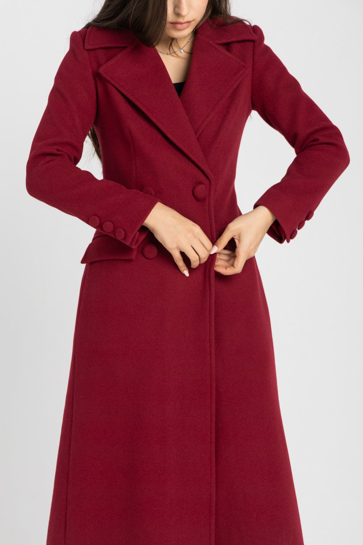 The Monarch Coat | Burgundy | Padded Longline Coat