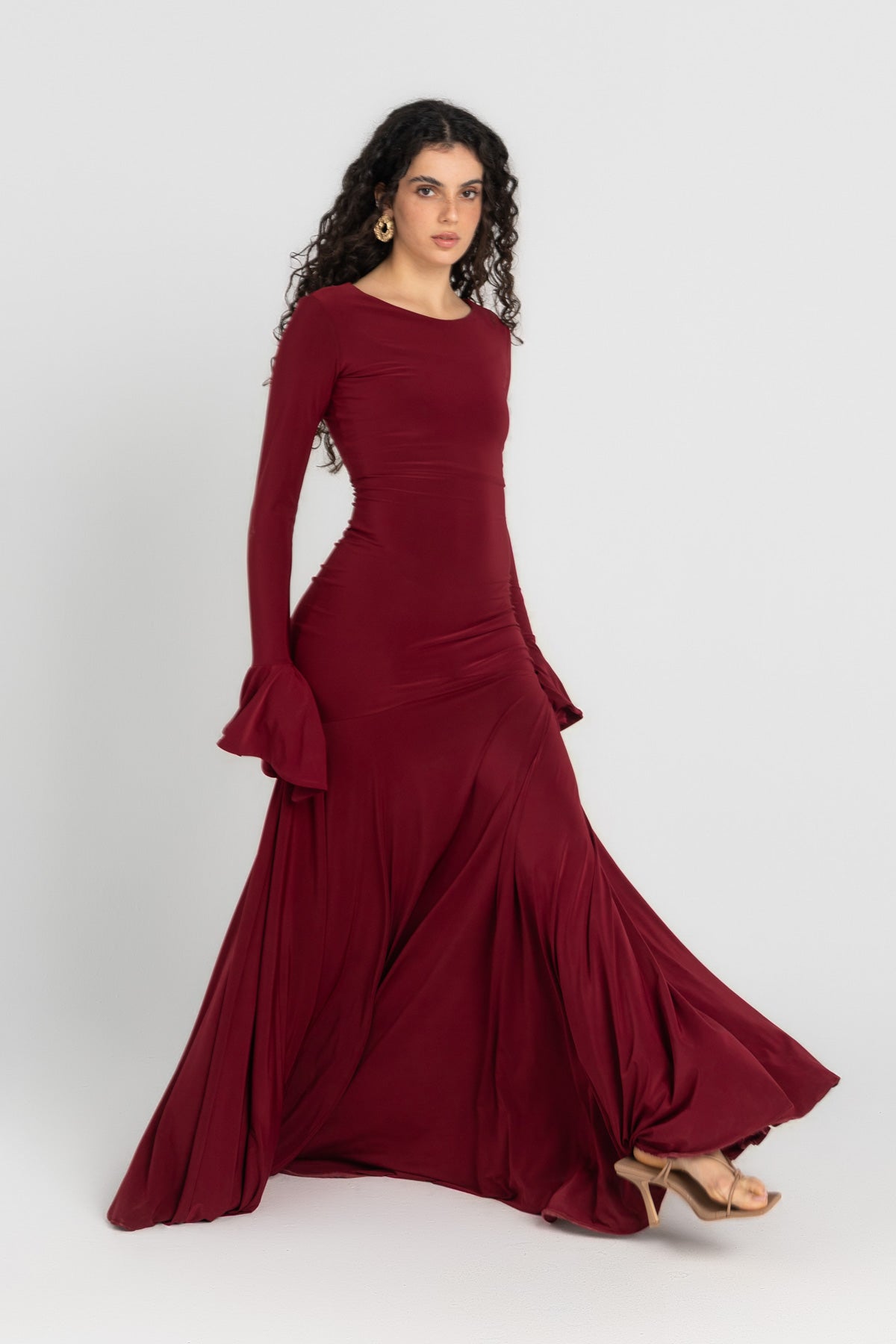 Azalea Dress – Burgundy | 10-Meter Dramatic Mermaid Flare