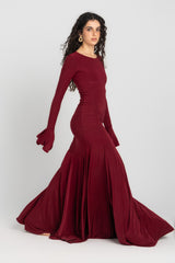 Azalea Dress – Burgundy | 10-Meter Dramatic Mermaid Flare