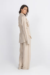 Double Belted Chemise Set — Beige
