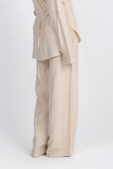 Double Belted Chemise Set — Beige