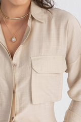 Double Belted Chemise Set — Beige