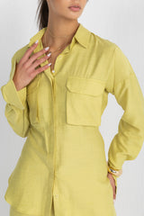 Double Belted Chemise Set — Apple Green