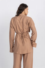 Double Belted Chemise Set — Bronze