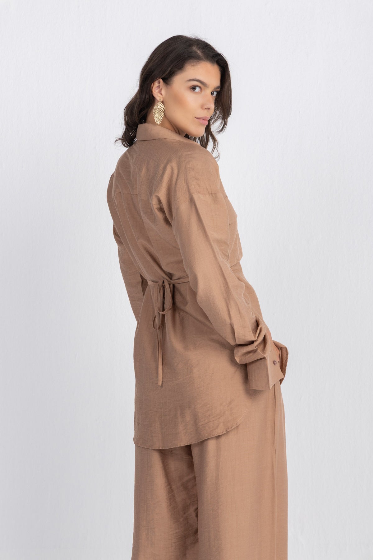 Double Belted Chemise Set — Bronze