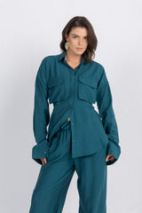 Double Belted Chemise Set — Teal