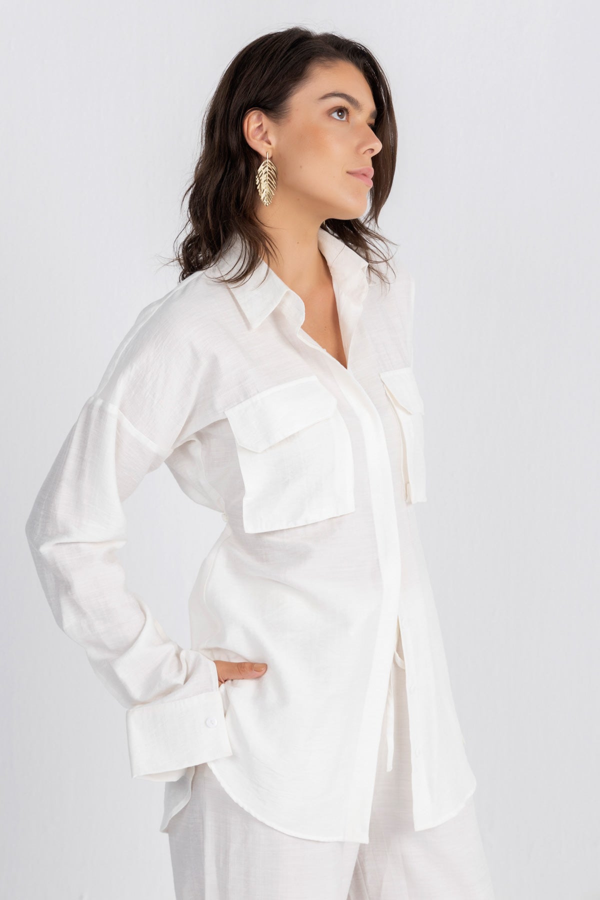 Double Belted Chemise Set — White