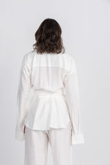 Double Belted Chemise Set — White
