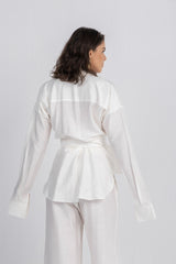 Double Belted Chemise Set — White