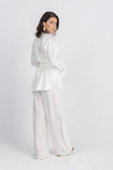 Double Belted Chemise Set — White