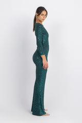 Cher Long Sleeve Sequin Jumpsuit – Glam Stretch One-Piece