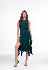 Rosalind Double Layer Stretch Dress - Emerald Green Party Dress