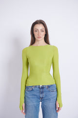 Summer Lime Green Double-Layer Long Sleeve Top