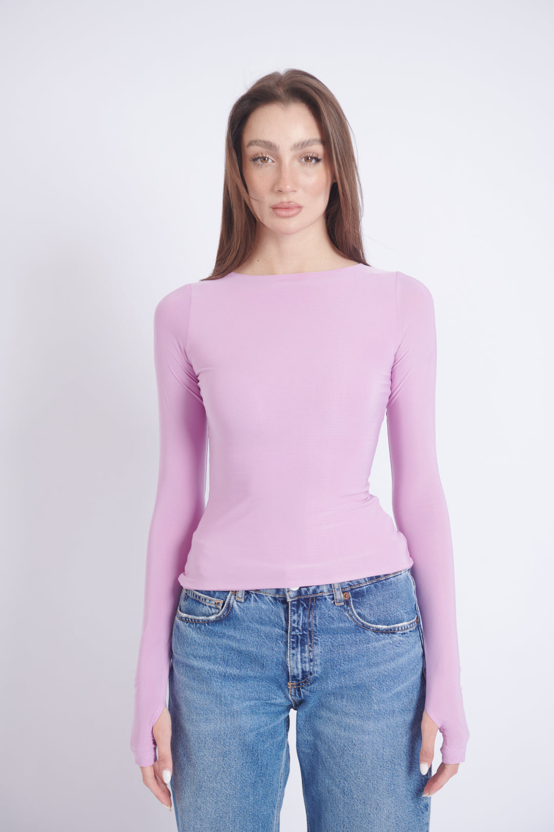 Double-Layer Long Sleeve Top - Lilac