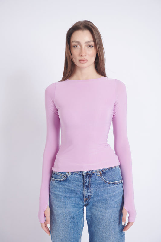 Double-Layer Long Sleeve Top - Lilac