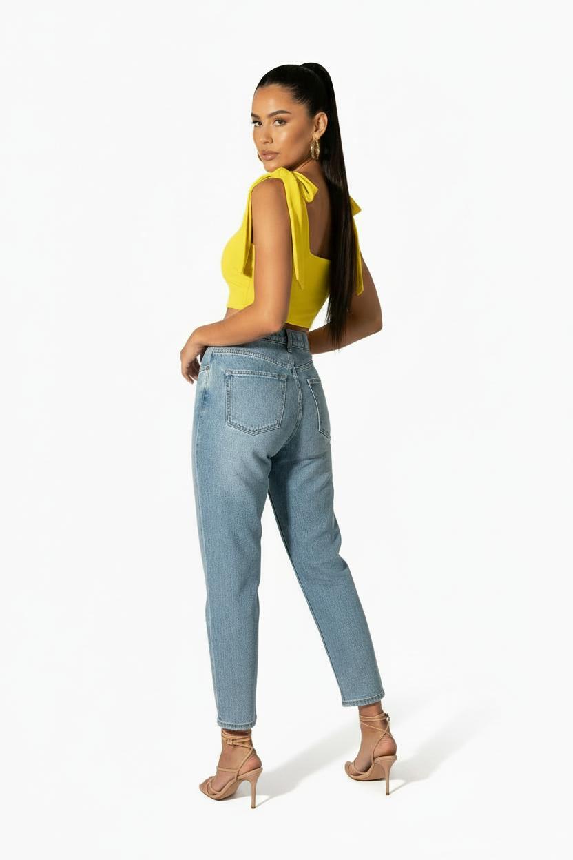 Lea Top - Yellow | Free-Tie Shoulder