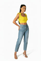 Lea Top - Yellow | Free-Tie Shoulder