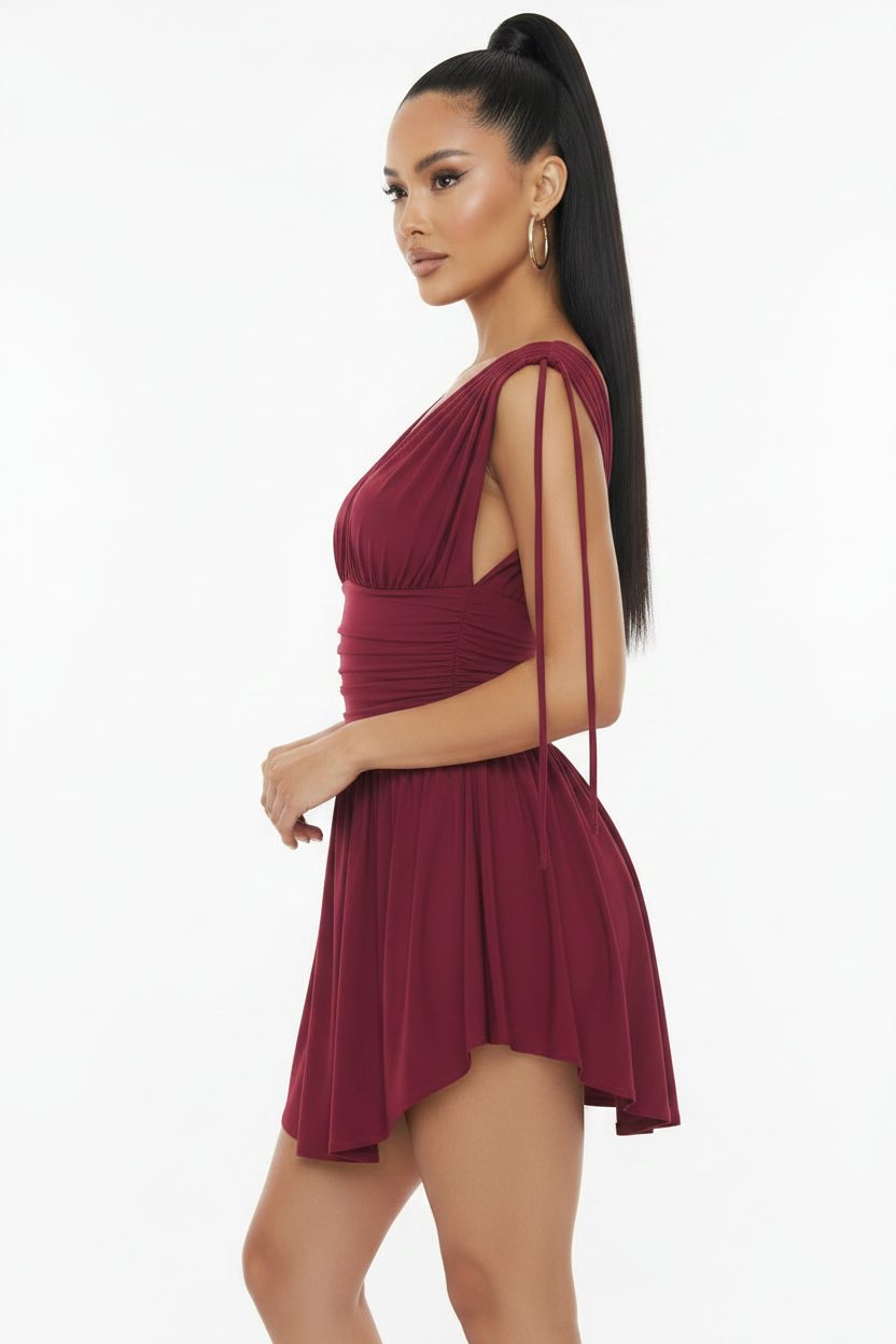 Burgundy Dress - Side Profile