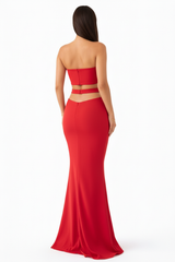 Coral Red Dress Three-Quarter View