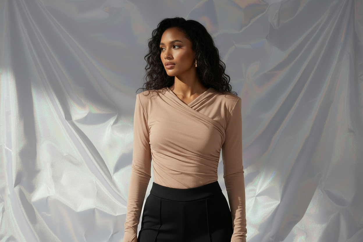 Thea Bodysuit - Nude Structured Shoulder Bodysuit
