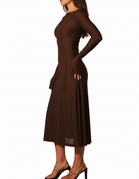 Kate Dress Chocolate Brown - Side
