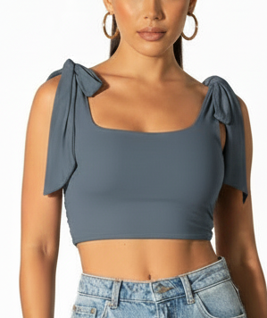 Lea Top - Grey | Free-Tie Shoulder