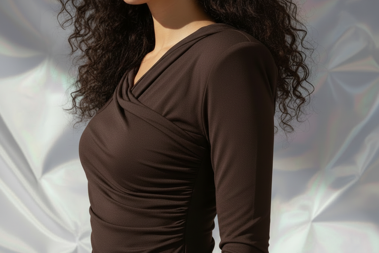 Thea Dark Brown - Hood Down Realistic Side - Black Pants