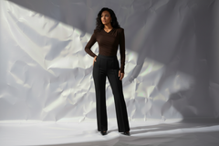 Thea Dark Brown - Styled Shot - Black Pants