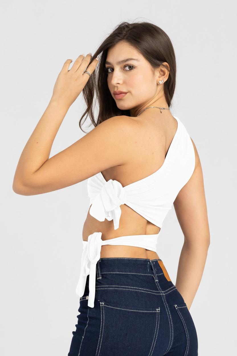 White top – front facing
